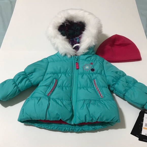 London Fog Girl's Turquoise Jacket Faux Fur - Picture 5 of 16